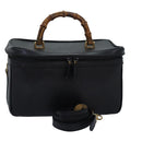 GUCCI Bamboo Vanity Hand Bag Leather 2way Black 013 2122 2491 Auth ar12149-1