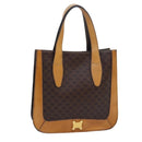 CELINE Macadam Canvas Hand Bag PVC Leather Brown Auth ar12154-1