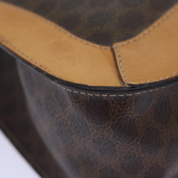 CELINE Macadam Canvas Hand Bag PVC Leather Brown Auth ar12154