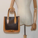 CELINE Macadam Canvas Hand Bag PVC Leather Brown Auth ar12154-22