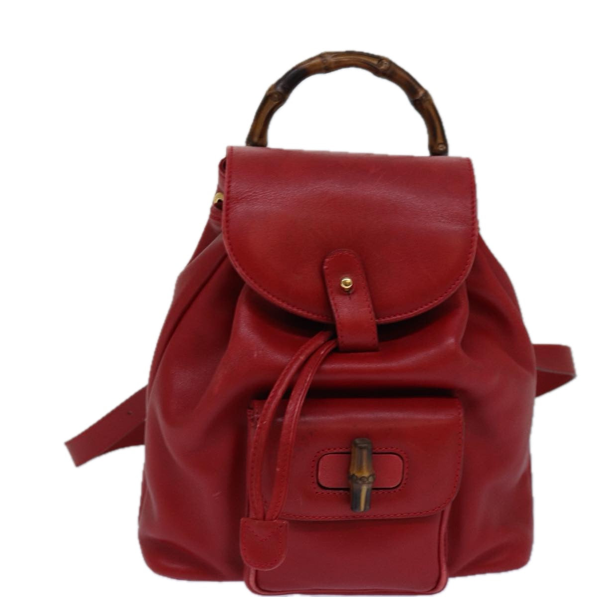 GUCCI Bamboo Backpack Leather Red 003 1705 0030 Auth ar12168 - 0