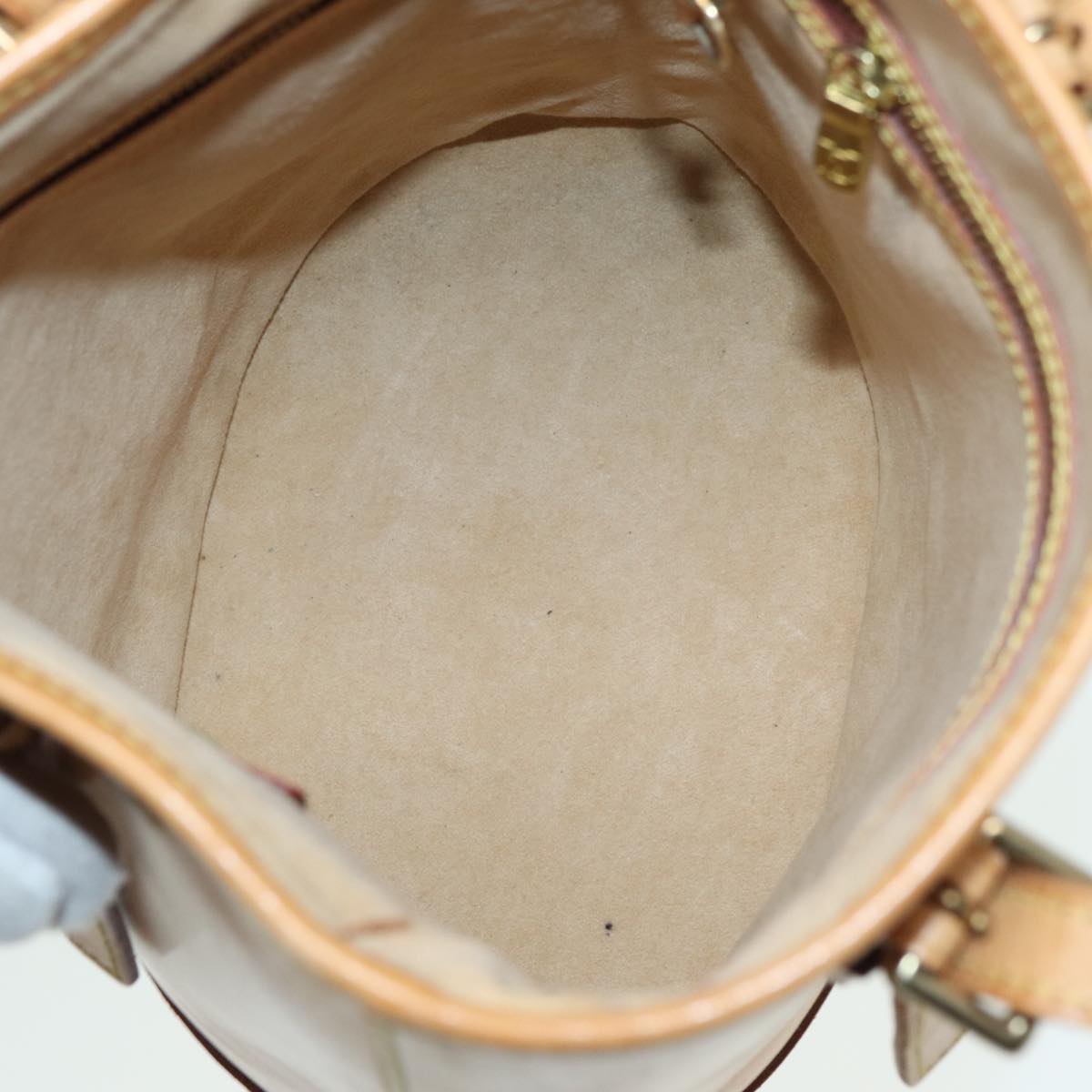 LOUIS VUITTON Nomad leather Bucket PM Shoulder Bag Beige M85001 LV Auth ar12188