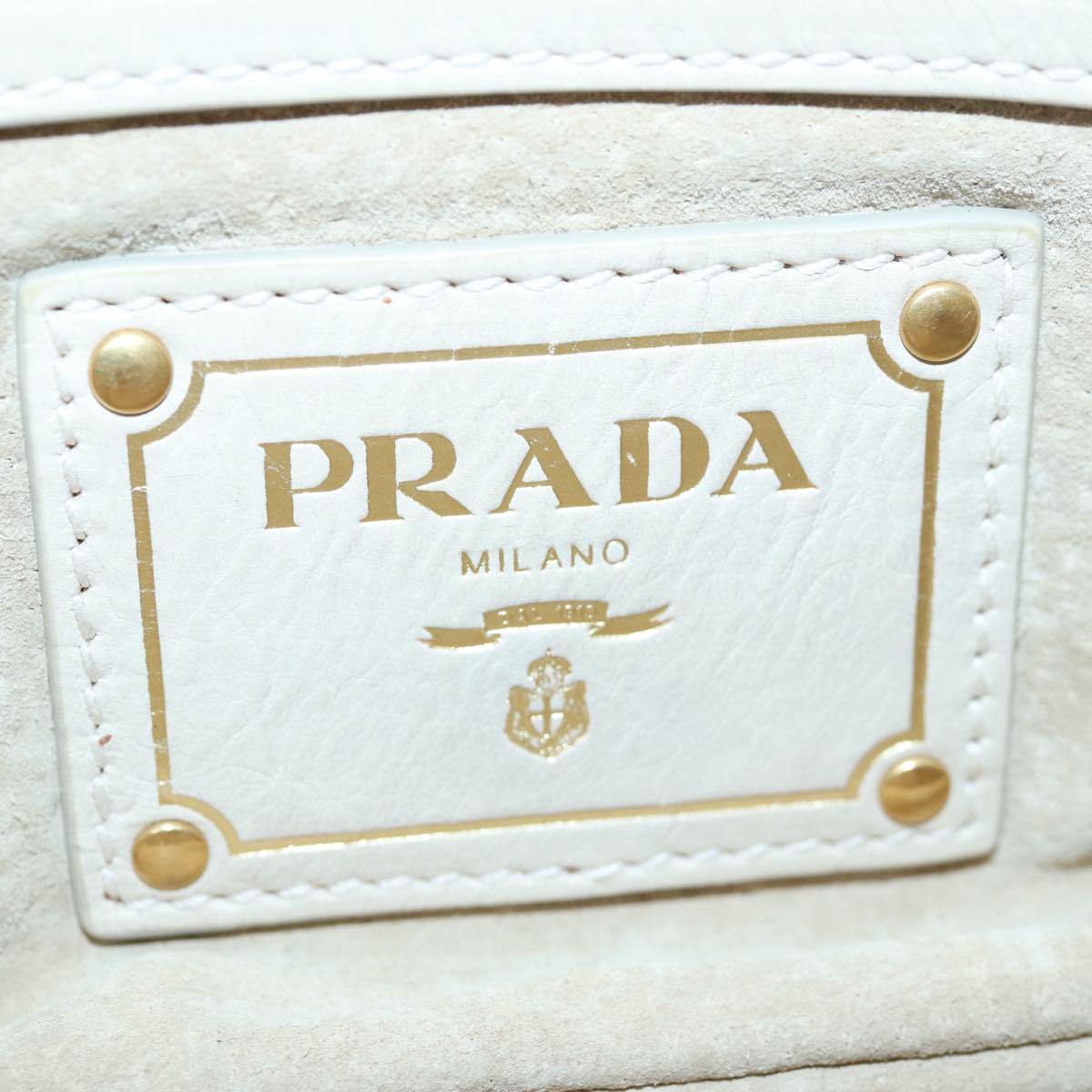 PRADA Chain Shoulder Bag Leather Beige Auth ar12197