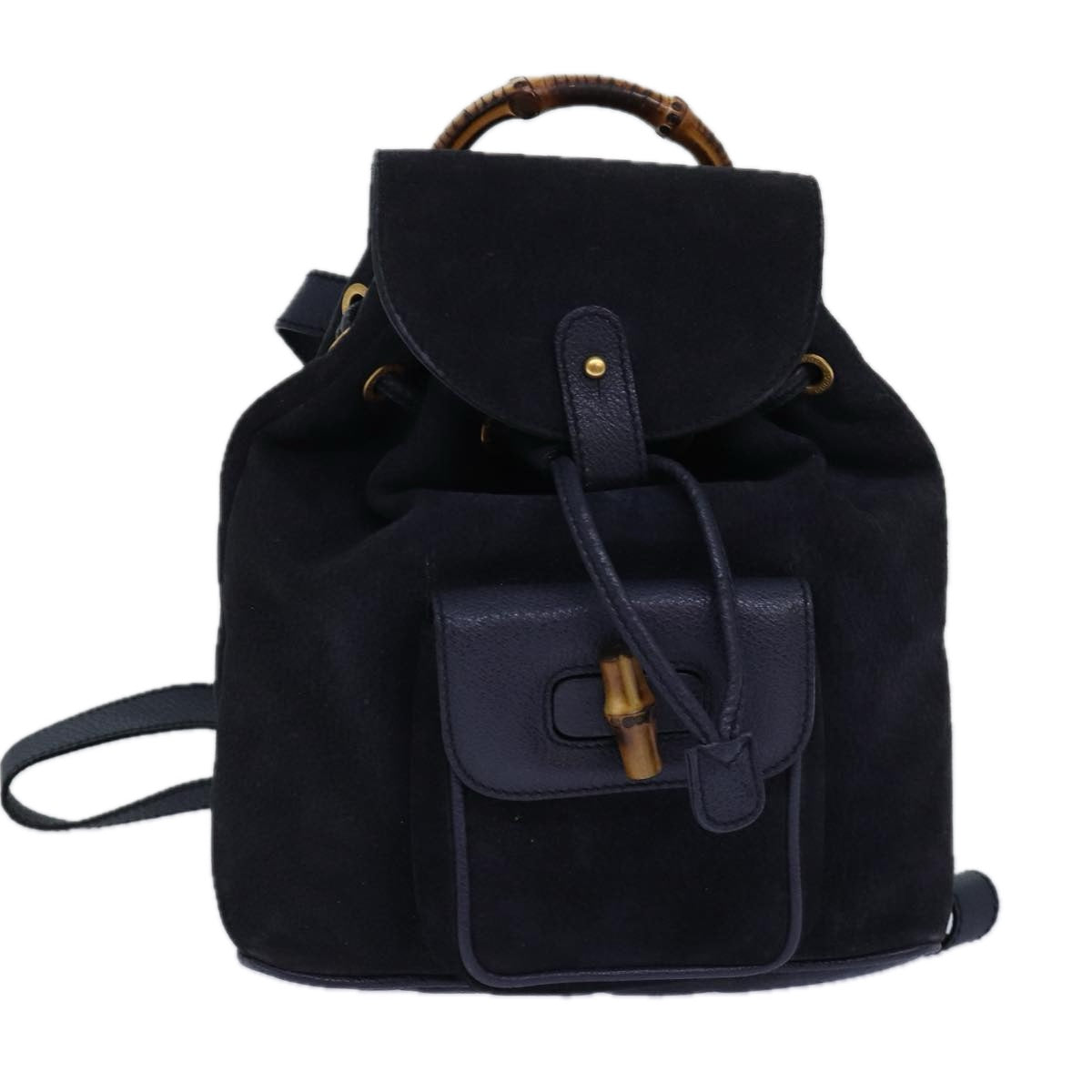 GUCCI Bamboo Backpack Suede Navy 003 1705 0030 Auth ar12212