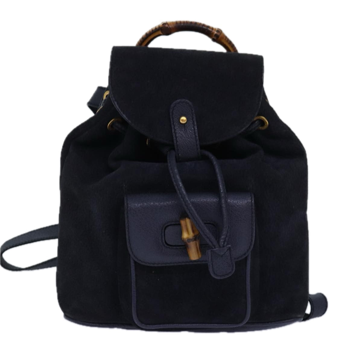 GUCCI Bamboo Backpack Suede Navy 003 1705 0030 Auth ar12212