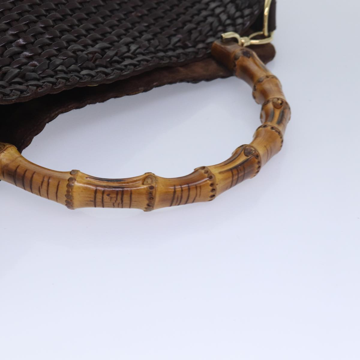 GUCCI Bamboo Hand Bag Leather 2way Brown Auth ar12213