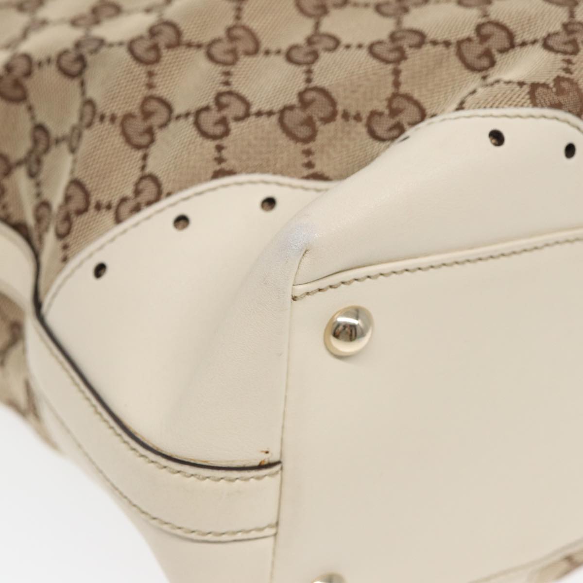 GUCCI GG Canvas Tote Bag Beige Auth ar12215