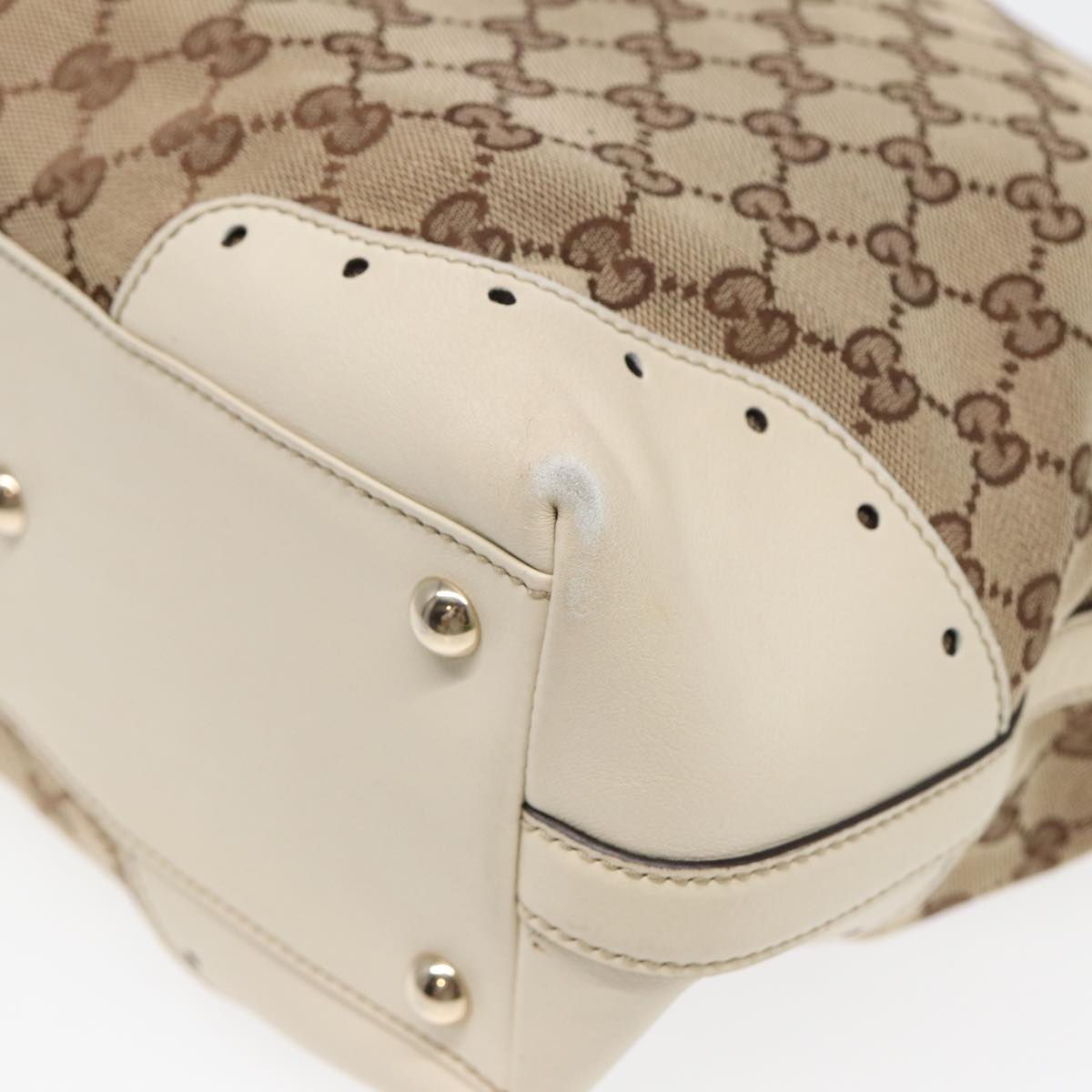 GUCCI GG Canvas Tote Bag Beige Auth ar12215