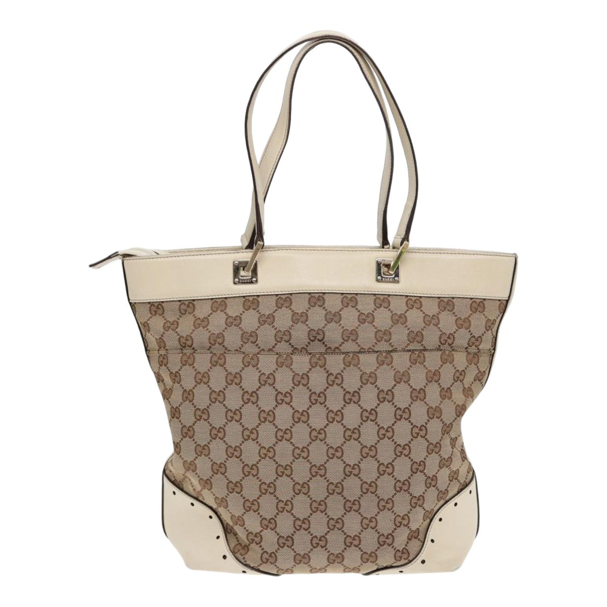 GUCCI GG Canvas Tote Bag Beige Auth ar12215