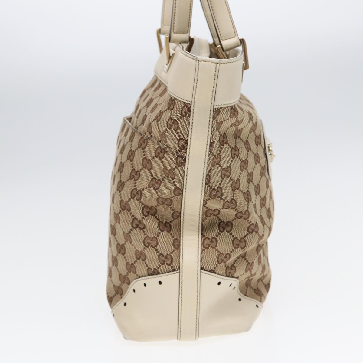 GUCCI GG Canvas Tote Bag Beige Auth ar12215