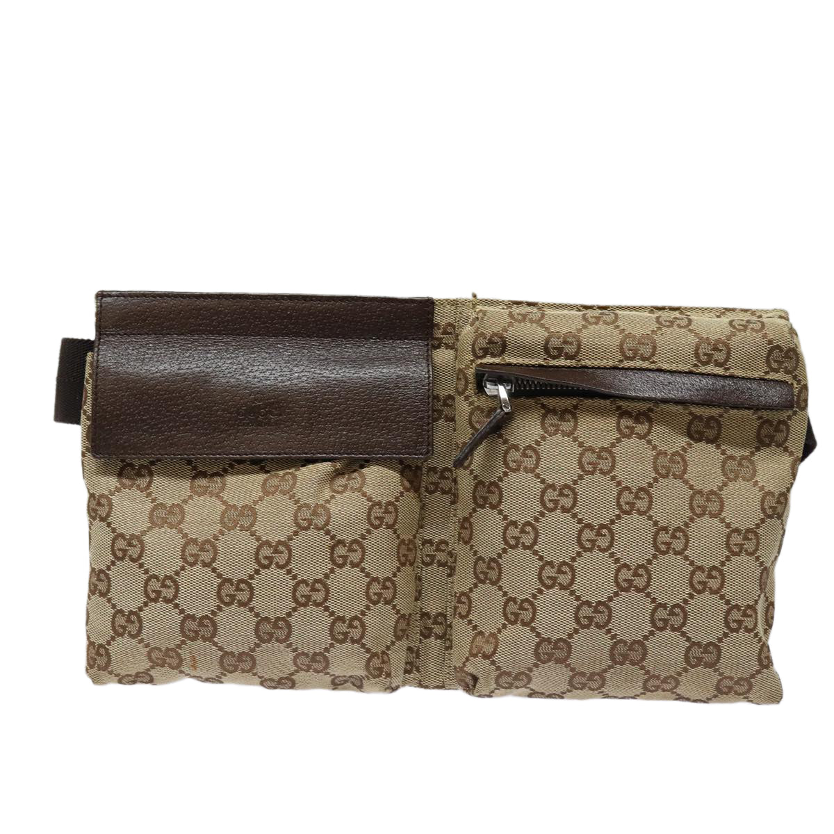 GUCCI GG Canvas Waist bag Beige Auth ar12216