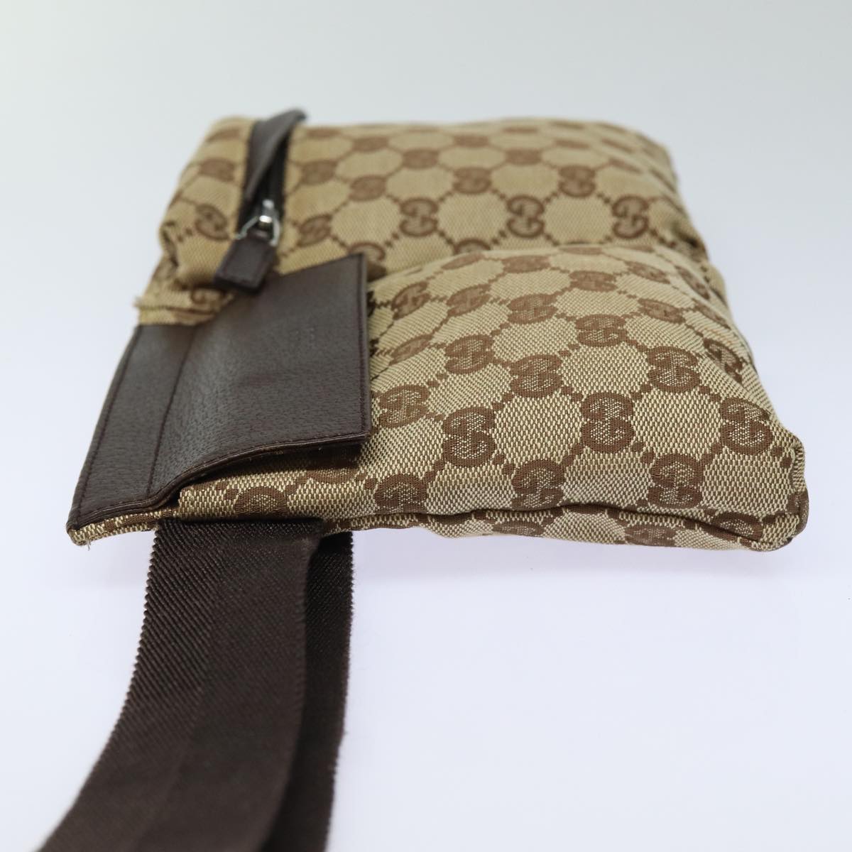 GUCCI GG Canvas Waist bag Beige Auth ar12216