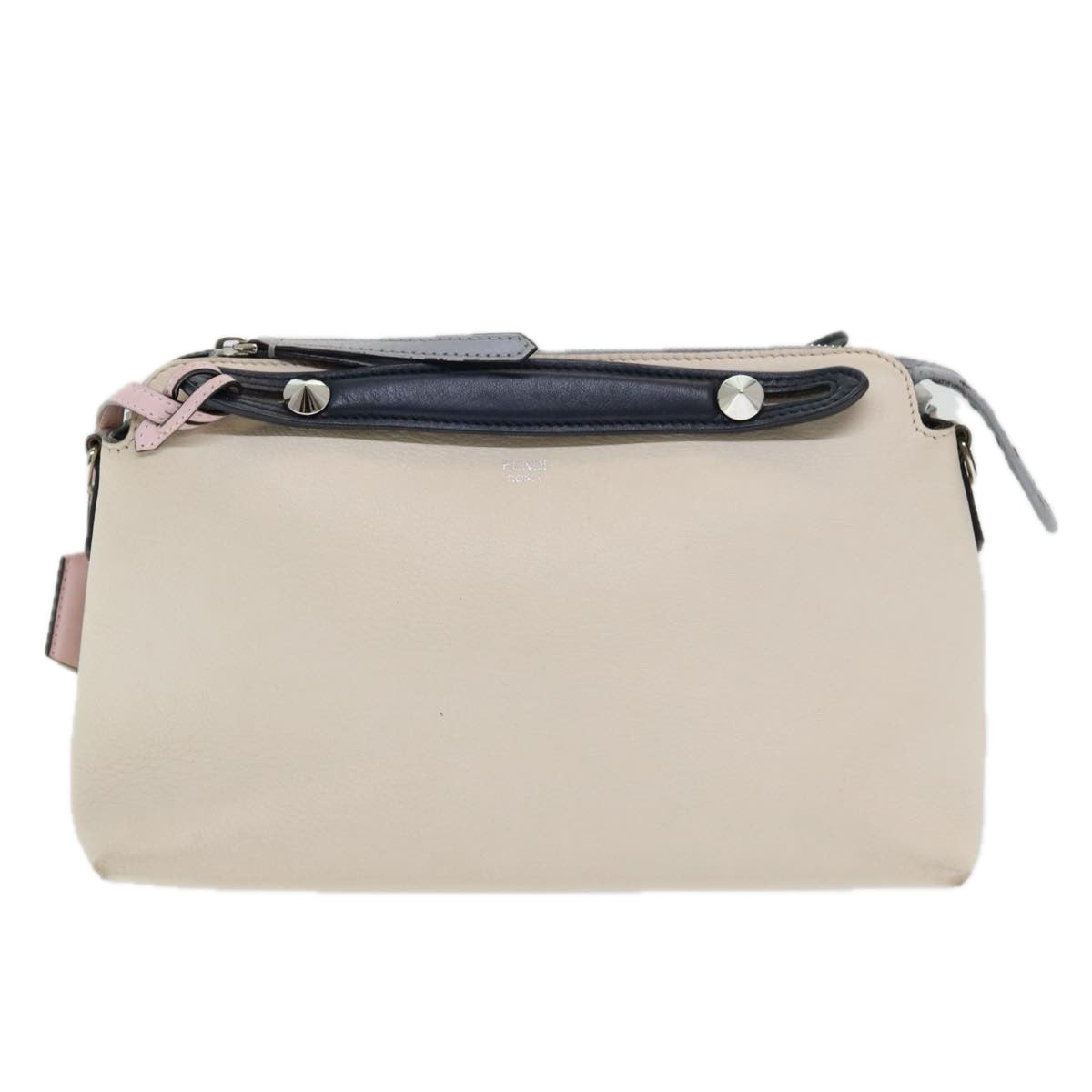 FENDI Hand Bag Leather Beige Auth ar12221