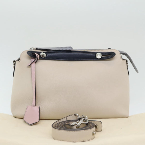 FENDI Handtasche Leder Beige Auth ar12221