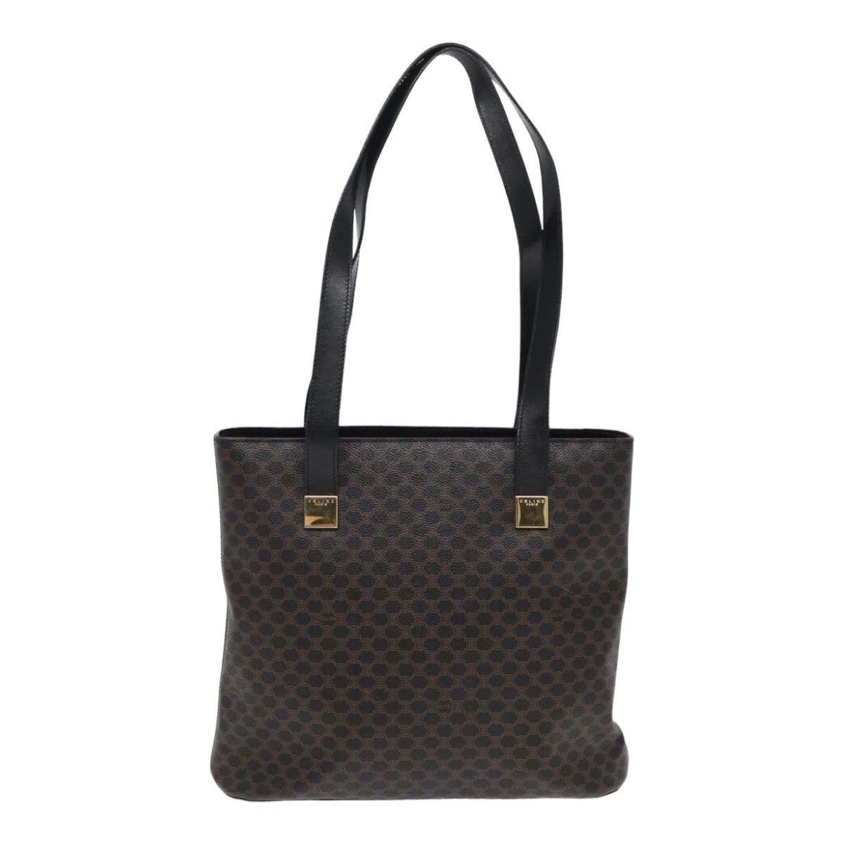 CELINE Macadam Canvas Tote Bag PVC Black Auth ar12226