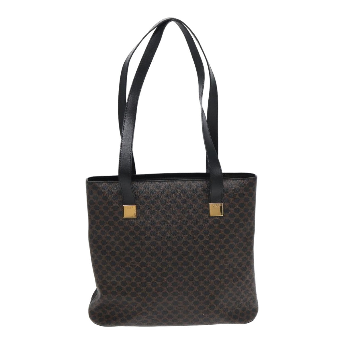 CELINE Macadam Canvas Tote Bag PVC Black Auth ar12226