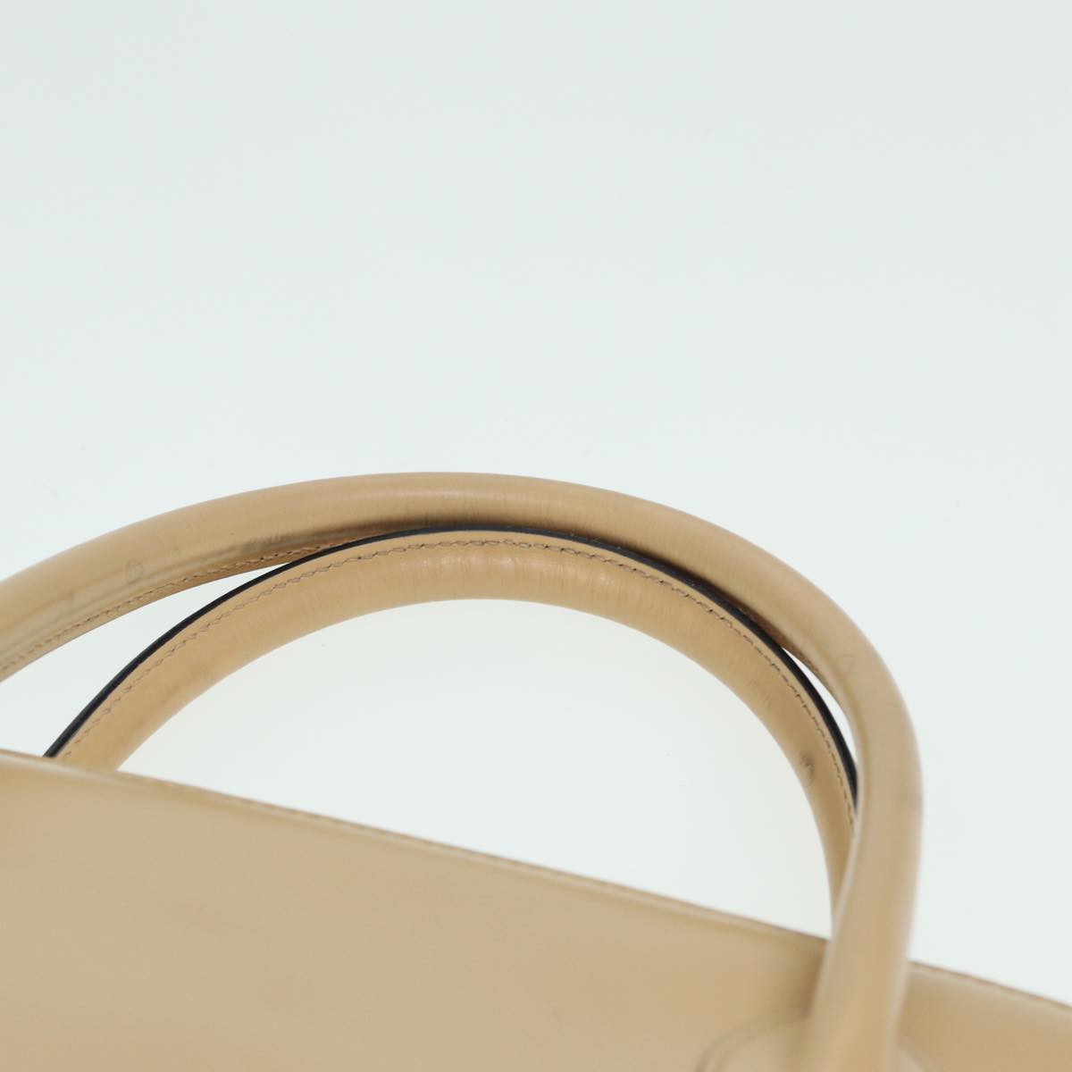 CELINE Hand Bag Leather 2way Beige Auth ar12229