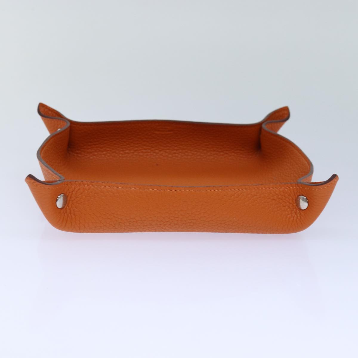 HERMES Vid Posh Tray Accessory Case Leather Orange Auth ar12231