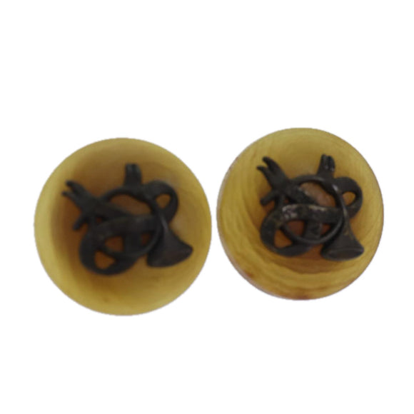 HERMES Earring Beige Auth ar12239