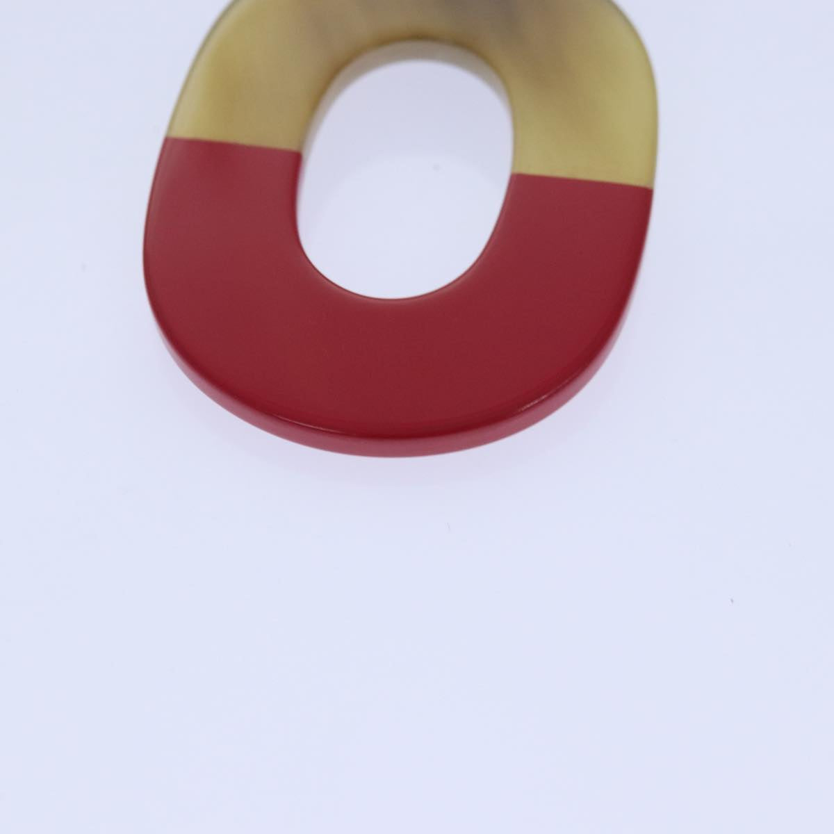 HERMES Pierce Buffalo horn Earring plastic Red Auth ar12240