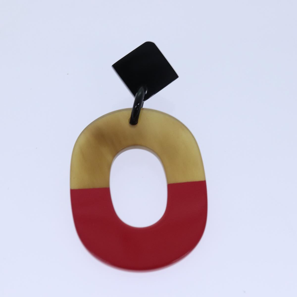 HERMES Pierce Buffalo horn Earring plastic Red Auth ar12240