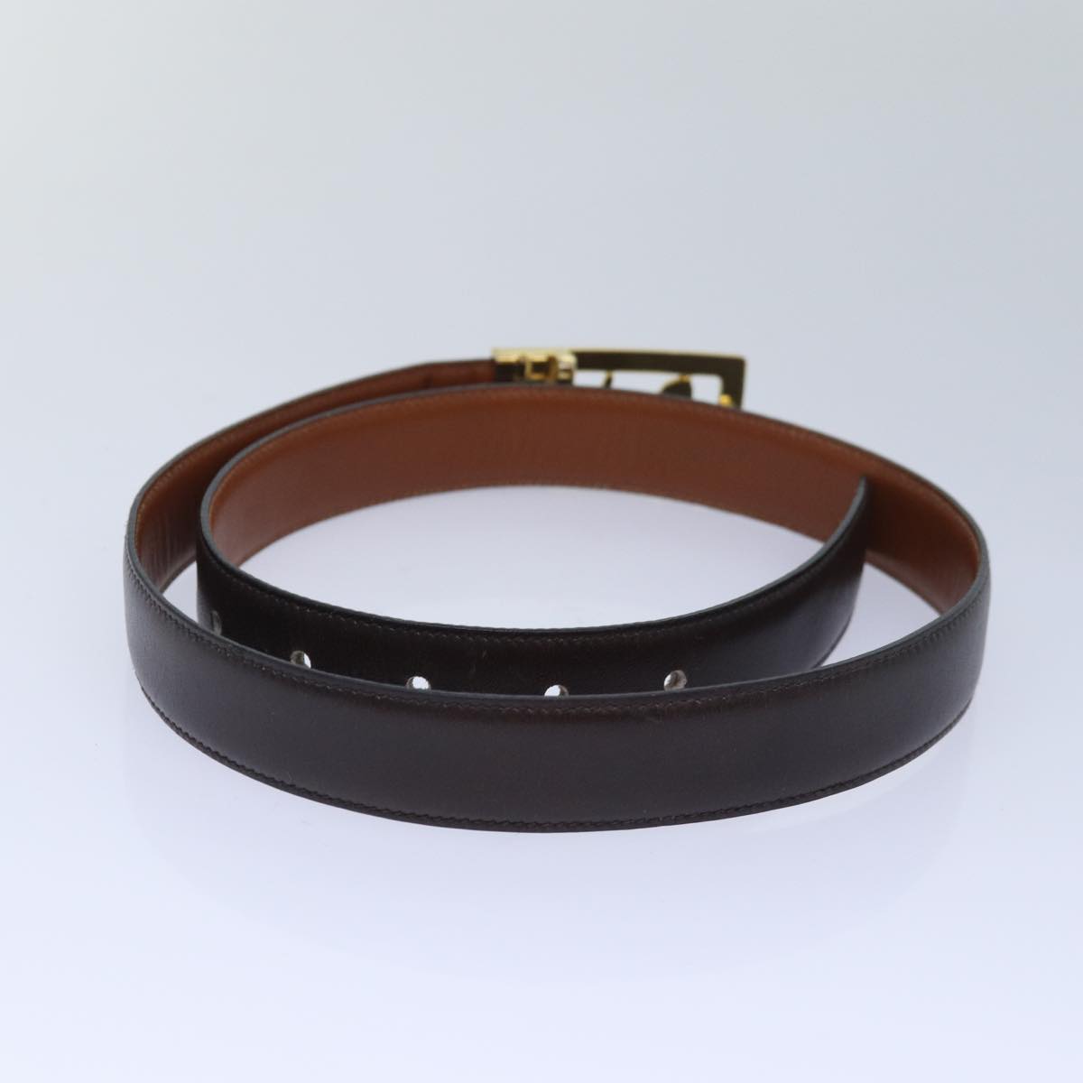 CELINE Belt Leather 35"" Black Auth ar12246