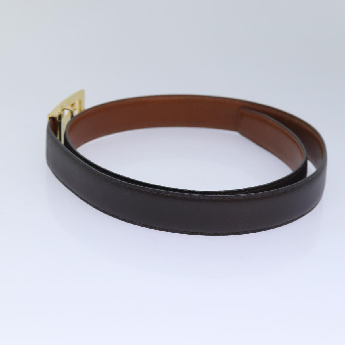 CELINE Belt Leather 35"" Black Auth ar12246