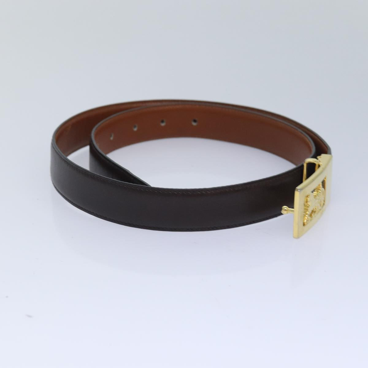 CELINE Belt Leather 35"" Black Auth ar12246