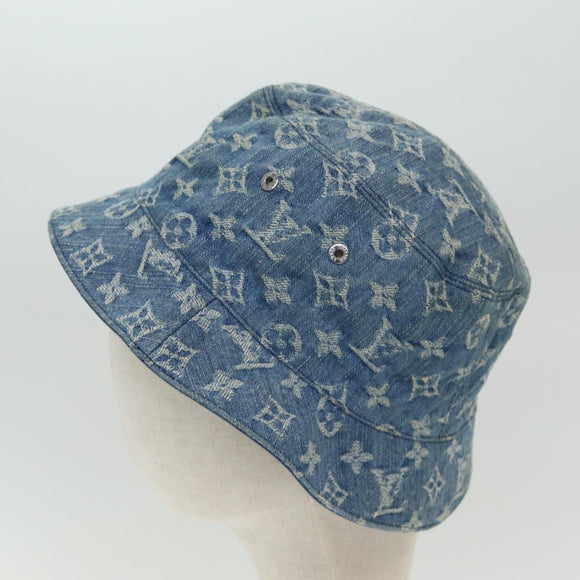 LOUIS VUITTON Monogram Hat Cotton Denim Blue M78772 LV Auth ar12250