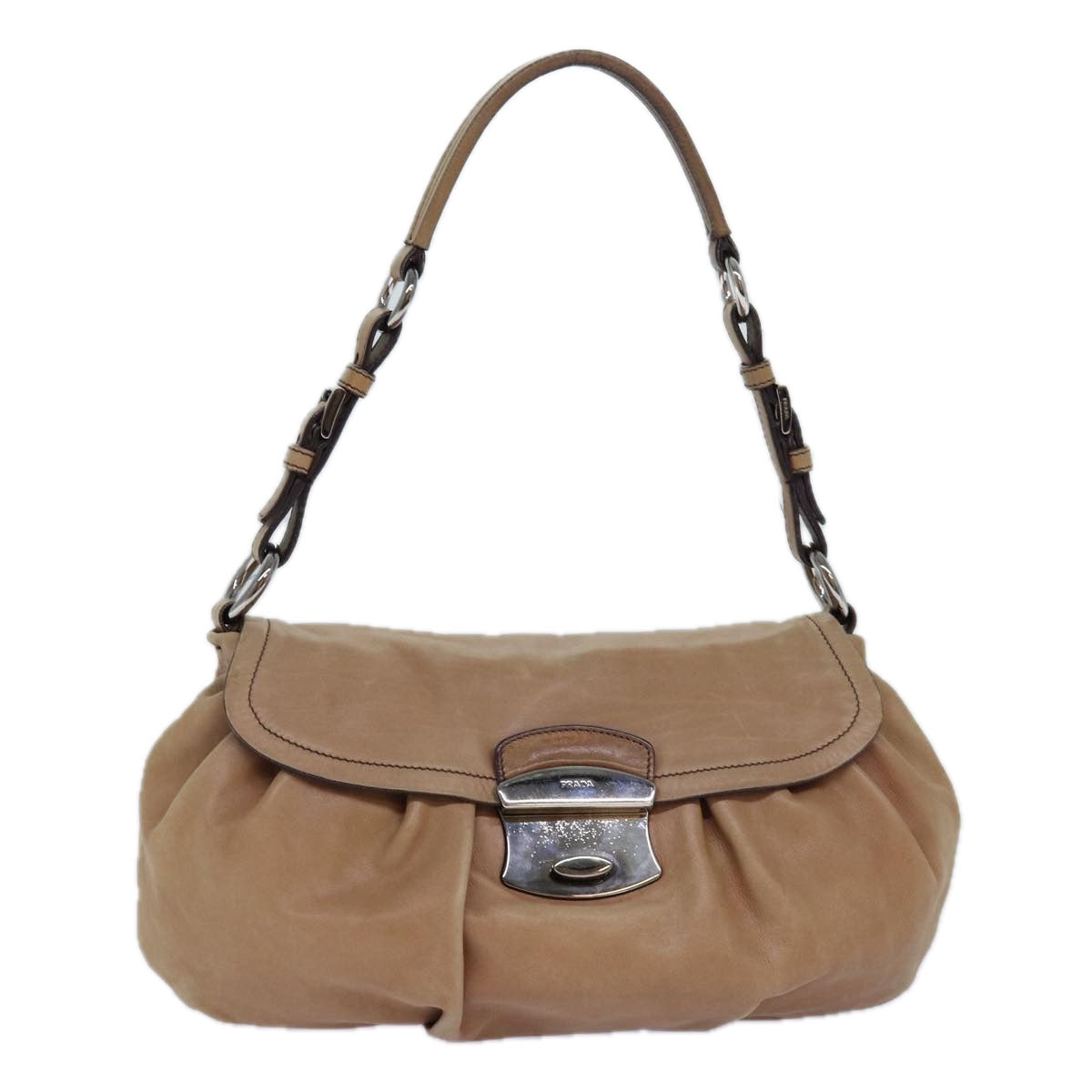 PRADA Shoulder Bag Leather Brown Auth ar12271