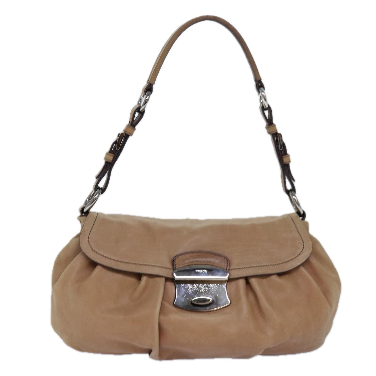 PRADA Shoulder Bag Leather Brown Auth ar12271