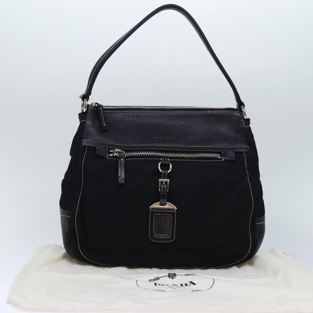 PRADA Shoulder Bag Nylon Black Auth ar12277