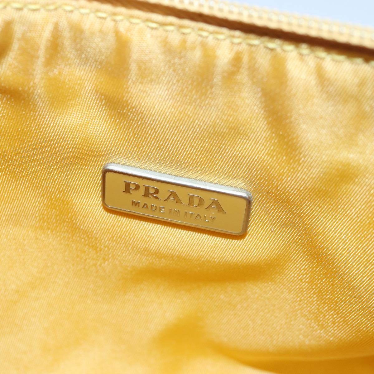 PRADA Hand Bag Nylon Yellow Auth ar12284