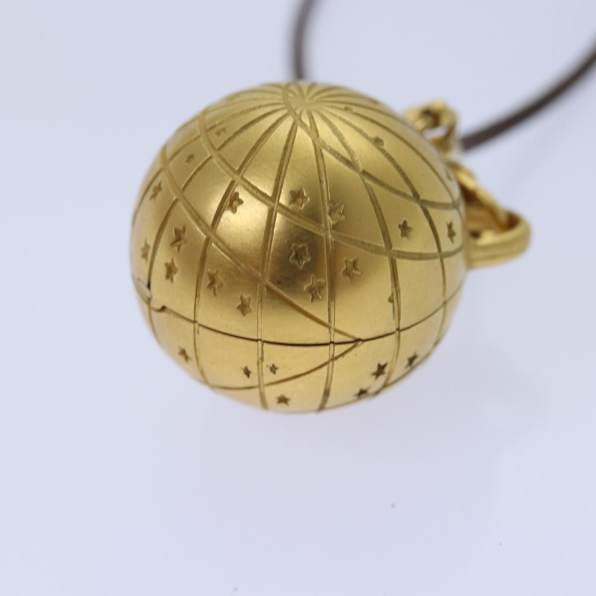 HERMES Zodiac Globe Necklace metal Gold Auth ar12292