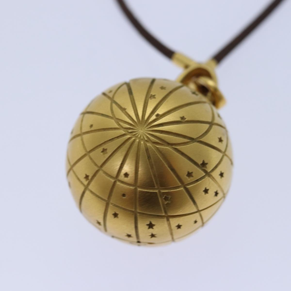 HERMES Zodiac Globe Necklace metal Gold Auth ar12292