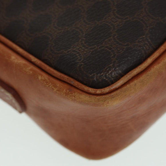 CELINE Macadam Canvas Shoulder Bag PVC Leather Brown Auth ar12296