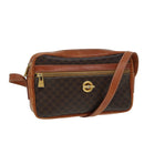 CELINE Macadam Canvas Shoulder Bag PVC Leather Brown Auth ar12296-1