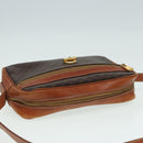 CELINE Macadam Canvas Shoulder Bag PVC Leather Brown Auth ar12296-6
