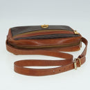CELINE Macadam Canvas Shoulder Bag PVC Leather Brown Auth ar12296-7