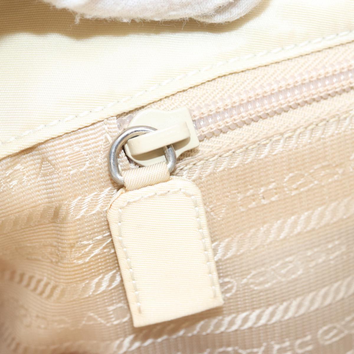 PRADA Hand Bag Nylon Beige Auth ar12298