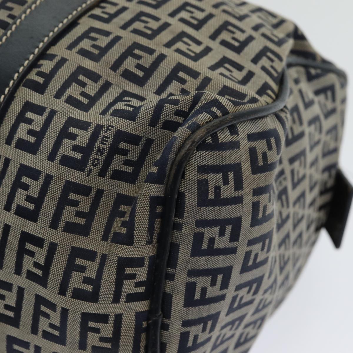 FENDI Zucchino Canvas Hand Bag Navy Auth ar12302