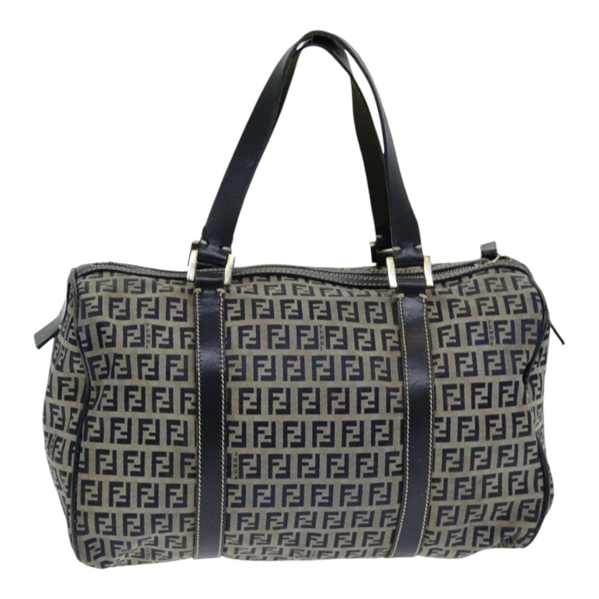 FENDI Zucchino Canvas Hand Bag Navy Auth ar12302