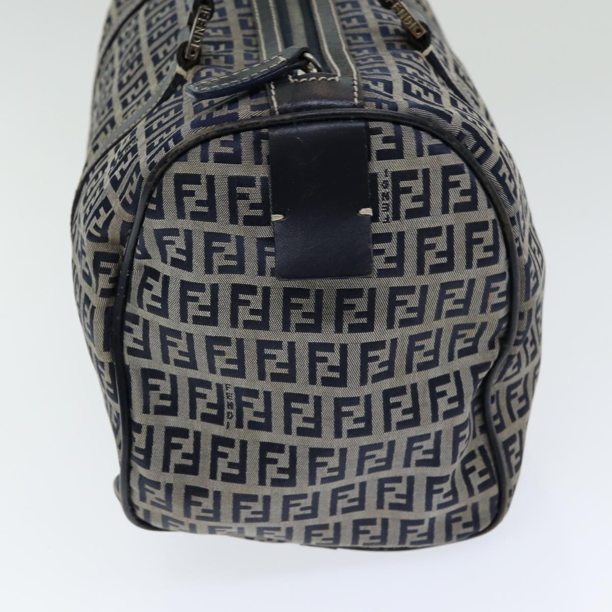 FENDI Zucchino Canvas Hand Bag Navy Auth ar12302