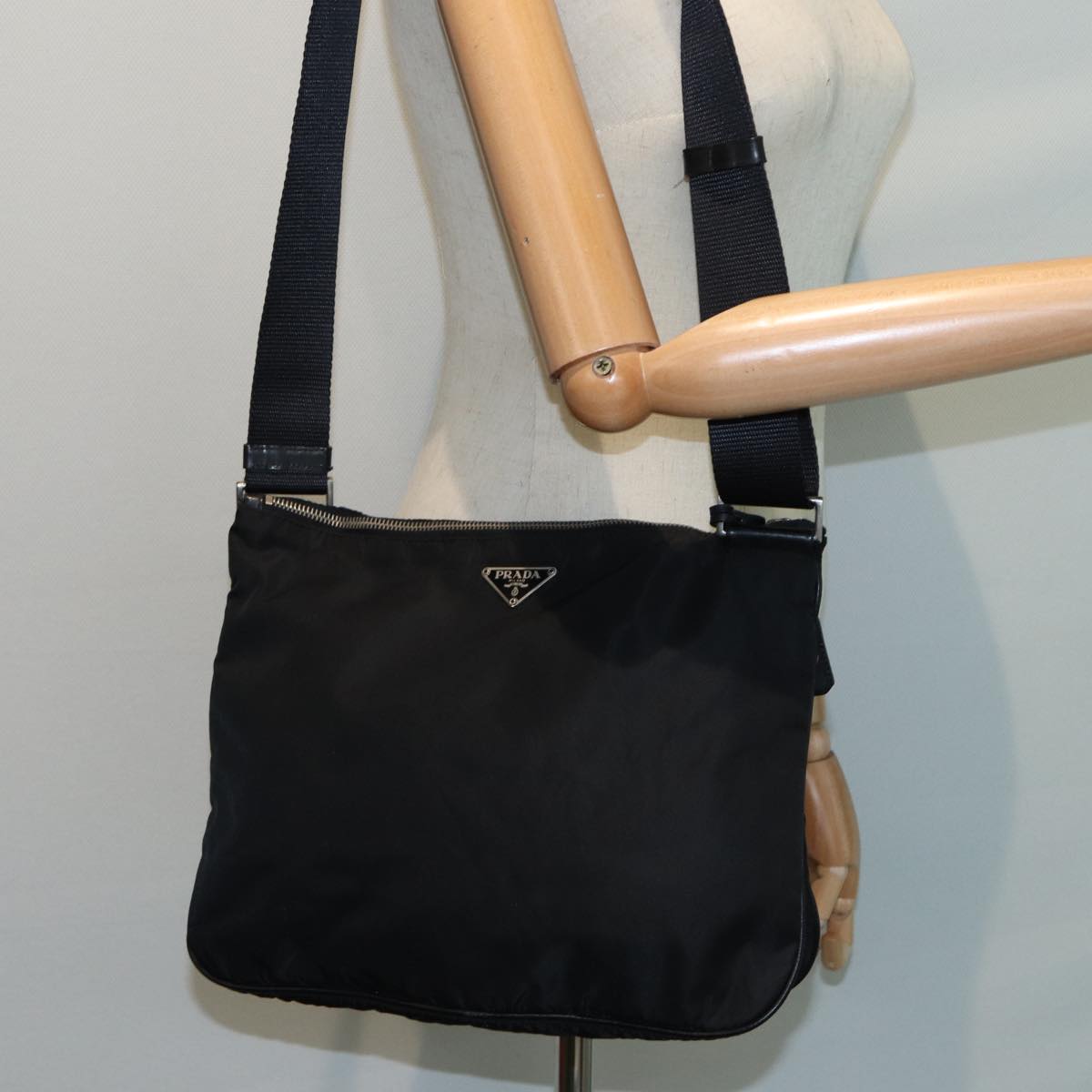 PRADA Shoulder Bag Nylon Black Auth ar12303