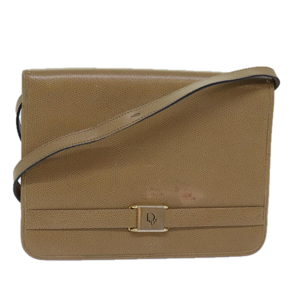 Christian Dior Shoulder Bag Leather Beige Auth ar12309