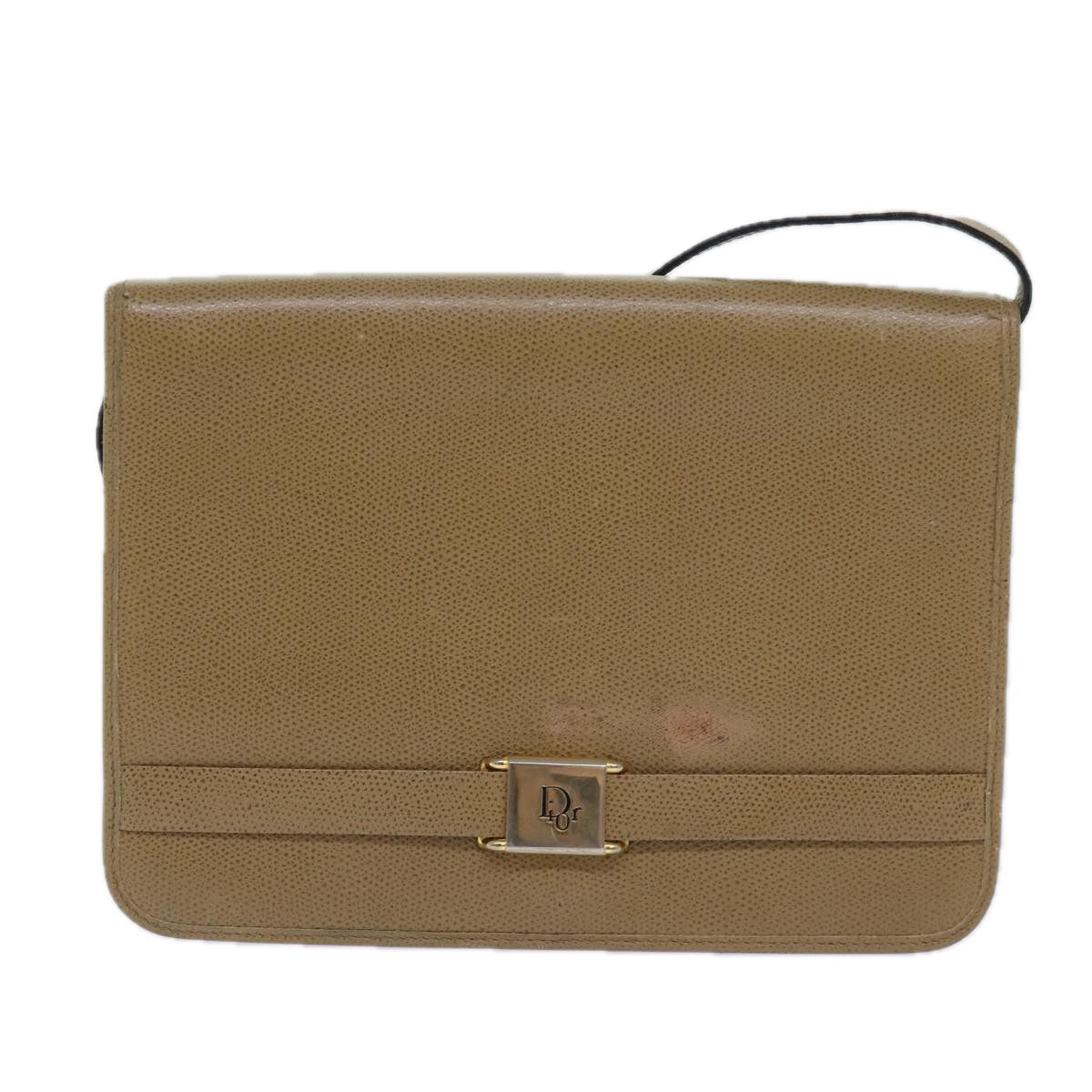 Christian Dior Shoulder Bag Leather Beige Auth ar12309