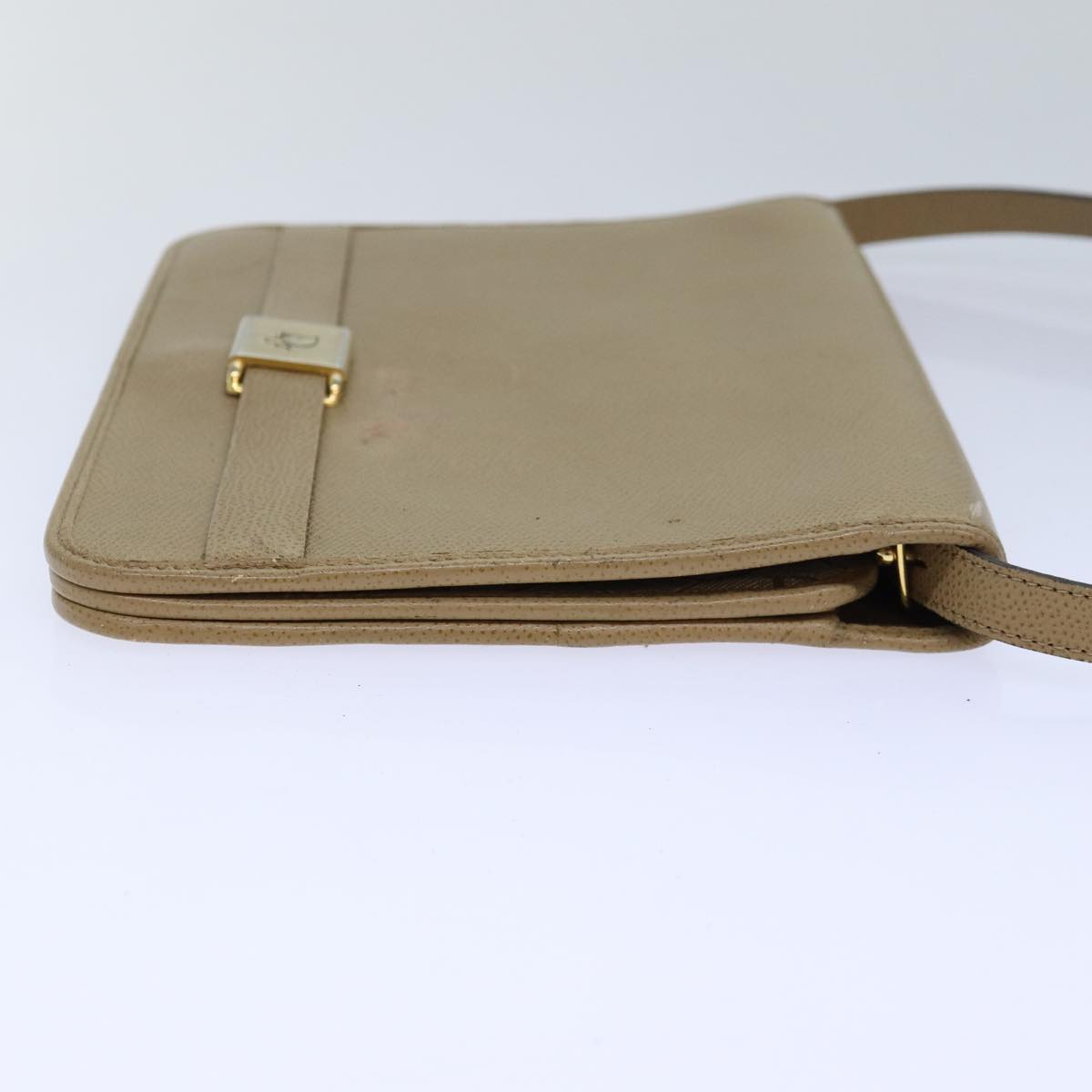 Christian Dior Shoulder Bag Leather Beige Auth ar12309