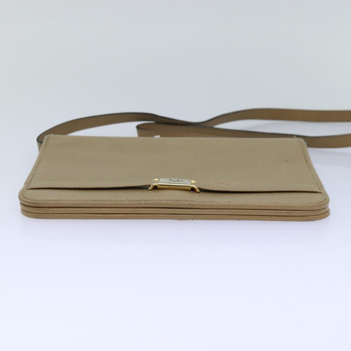 Christian Dior Shoulder Bag Leather Beige Auth ar12309