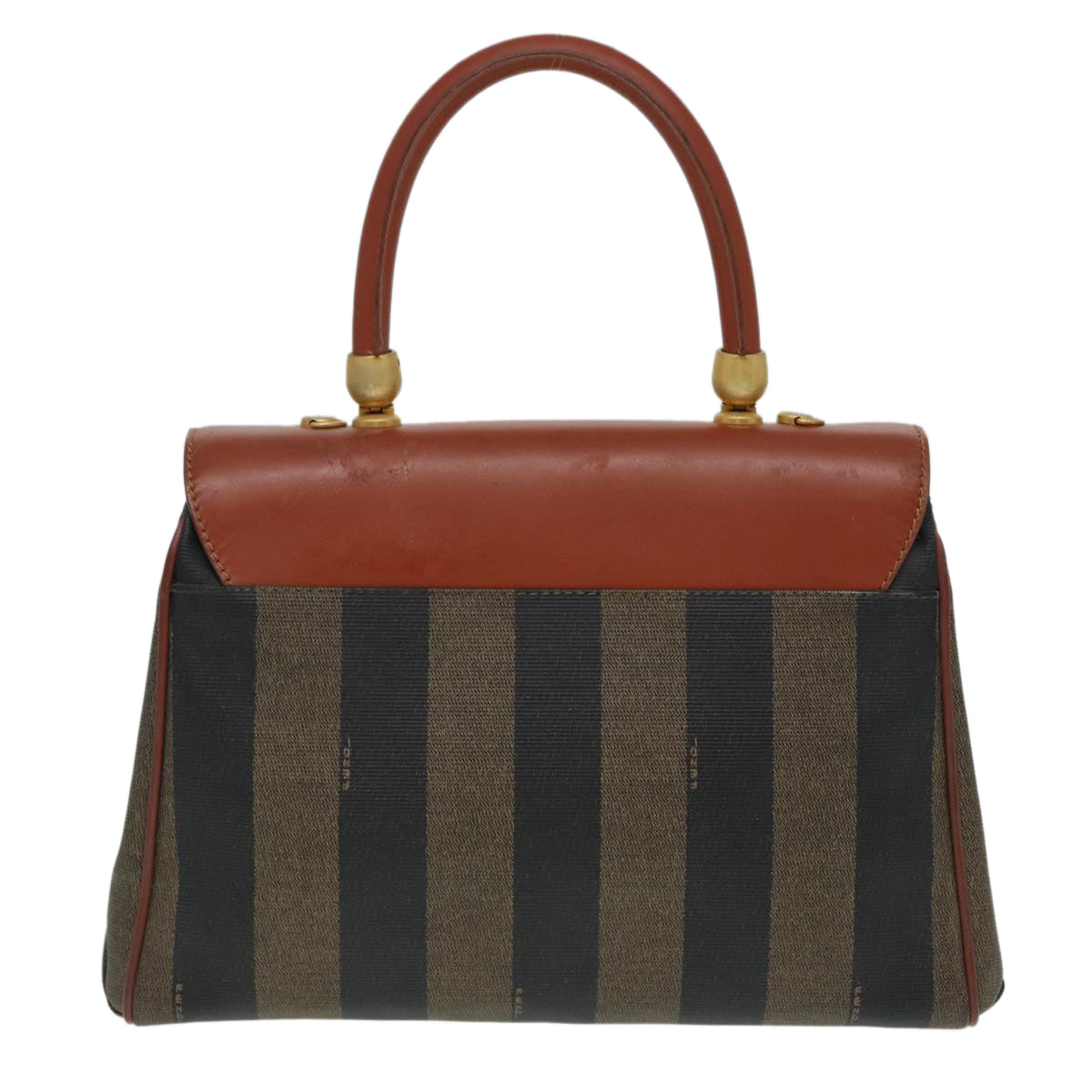 FENDI Pecan Canvas Hand Bag Brown Black Auth ar12314 - 0