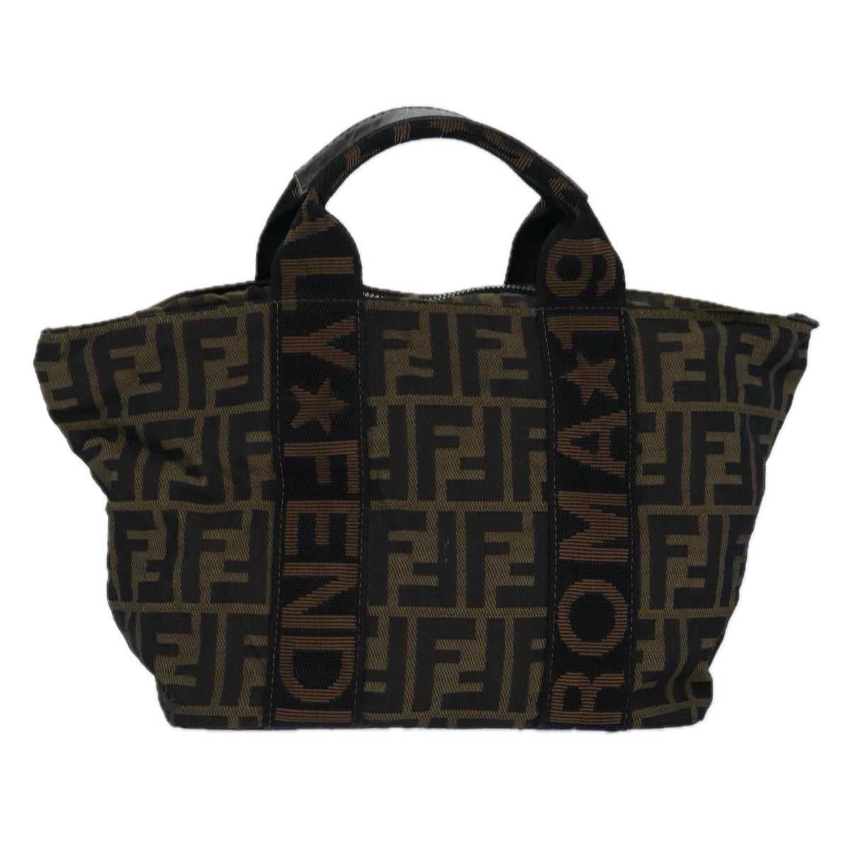 FENDI Zucca Canvas Hand Bag Brown Black Auth ar12317